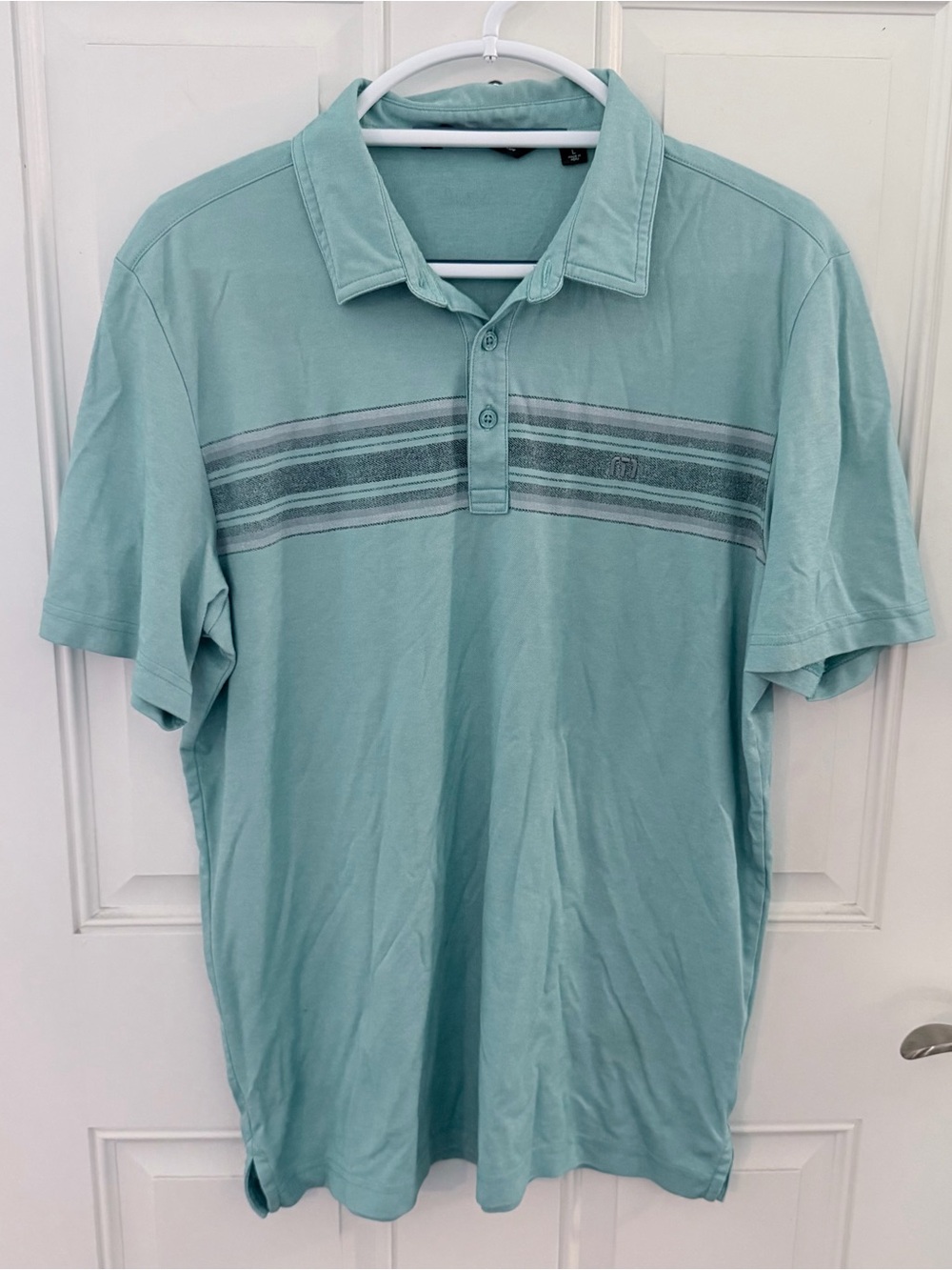 Travis Mathew Striped Polo Shirt L | Blue Gray
